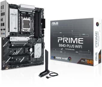 Материнская плата Asus PRIME B840-PLUS WIFI SocketAM5 AMD B840 4xDDR5 ATX AC`97 8ch(7.1) 2.5Gg RAID+HDMI+DP - купить недорого с доставкой в интернет-магазине