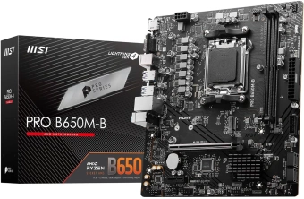 Материнская плата MSI PRO B650M-B SocketAM5 AMD B650 2xDDR5 mATX AC`97 8ch(7.1) 2.5Gg RAID+VGA+HDMI - купить недорого с доставкой в интернет-магазине