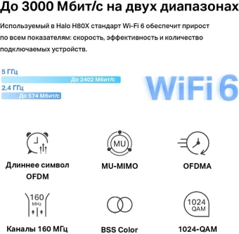 Бесшовный Mesh роутер Mercusys Halo H80X(3-pack) AX3000 10/100/1000BASE-TX белый (упак.:3шт) - купить недорого с доставкой в интернет-магазине