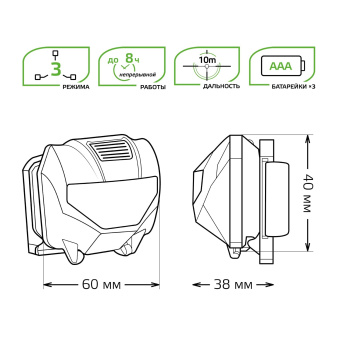 Фонарь налобный Gauss GFL306 черный 1Вт лам.:светодиод. AAAx3 (GF306) - купить недорого с доставкой в интернет-магазине