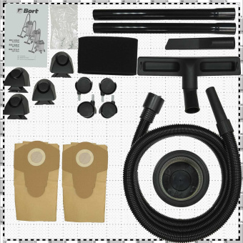 Строительный пылесос Bort BSS-1215-P 1200Вт (уборка: сухая/влажная) синий - купить недорого с доставкой в интернет-магазине