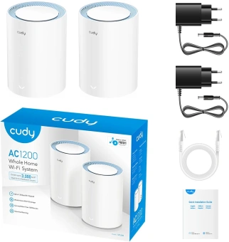 Бесшовный Mesh роутер Cudy M1200 (M1200(2-PACK)) AC1200 10/100BASE-TX белый (упак.:2шт) - купить недорого с доставкой в интернет-магазине
