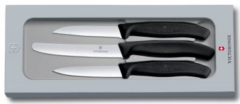 Набор ножей кухон. Victorinox Swiss Classic Paring (6.7113.3G) компл.:3предм. черный подар.коробка - купить недорого с доставкой в интернет-магазине