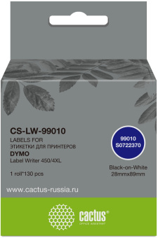 Этикетки Cactus CS-LW-99010 сег.:89x28мм черный белый 130шт/рул Dymo Label Writer 450/4XL - купить недорого с доставкой в интернет-магазине