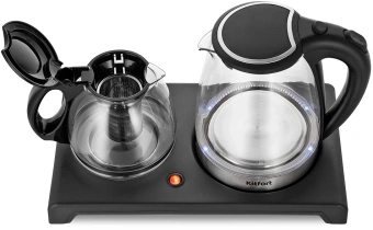 Чайный набор Kitfort КТ-6180 2л. 1500Вт черный корпус: стекло/пластик - купить недорого с доставкой в интернет-магазине
