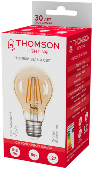 Лампа филам. Thomson Filament TH-B2109 5Вт цок.:E27 груша 220B св.свеч.бел.теп. A60 (упак.:1шт) - купить недорого с доставкой в интернет-магазине