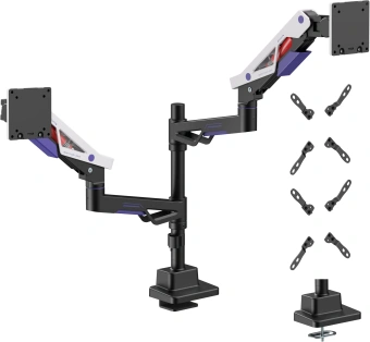 Кронштейн для мониторов Ultramounts UM742BW черный/белый 24"-57" макс.27кг крепление к столешнице поворот и наклон - купить недорого с доставкой в интернет-магазине