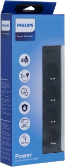 Сетевой фильтр Philips CHP2145BB/51 3м (4 розетки) черный (коробка) - купить недорого с доставкой в интернет-магазине