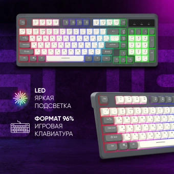 Клавиатура Оклик 731G серый/белый USB for gamer LED - купить недорого с доставкой в интернет-магазине