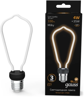 Лампа светодиодная Gauss Filament 1005802104 4Вт цок.:E27 трубка 220B св.свеч.бел.теп. (упак.:10шт) - купить недорого с доставкой в интернет-магазине