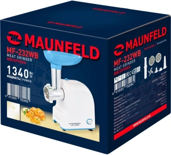 Мясорубка Maunfeld MF-232WB 1340Вт голубой - купить недорого с доставкой в интернет-магазине