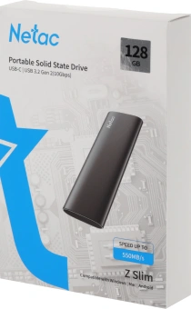 Накопитель SSD Netac USB-C 128GB NT01ZSLIM-128G-32BK Z Slim черный - купить недорого с доставкой в интернет-магазине
