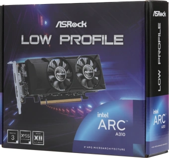 Видеокарта Asrock PCI-E 4.0 A310 LP 4G INTEL ARC A310 4Gb 64bit GDDR6 2000/15500 HDMIx1 DPx1 HDCP Ret low profile - купить недорого с доставкой в интернет-магазине