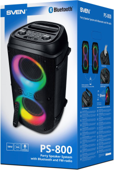 Колонка порт. Sven PS-800 черный 100W 2.0 BT 10м 4400mAh (SV-021511) - купить недорого с доставкой в интернет-магазине