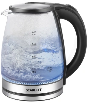 Чайник электрический Scarlett SC-EK27G103 1.8л. 1800Вт сталь/черный корпус: стекло/металл/пластик - купить недорого с доставкой в интернет-магазине