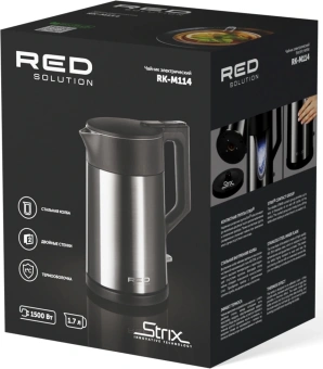 Чайник электрический Red Solution RK-M114 1.7л. 1500Вт черный/серый корпус: металл/пластик - купить недорого с доставкой в интернет-магазине