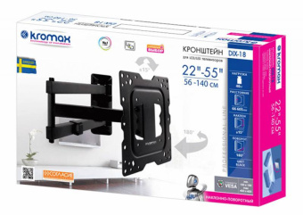 Кронштейн для телевизора Kromax DIX-18 черный 22"-65" макс.40кг настенный поворот и наклон - купить недорого с доставкой в интернет-магазине