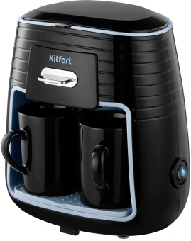 Кофеварка капельная Kitfort КТ-7447 450Вт черный/голубой - купить недорого с доставкой в интернет-магазине