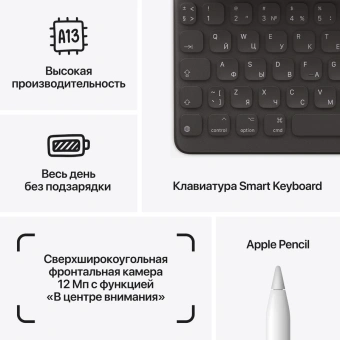 Планшет Apple iPad 2021 A2602 A13 Bionic 6С RAM3Gb ROM64Gb 10.2" IPS 2160x1620 iOS серый космос 8Mpix 12Mpix BT WiFi 10hr - купить недорого с доставкой в интернет-магазине