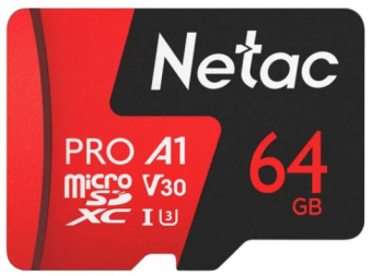 Флеш карта microSDXC 64Gb Class10 Netac NT02P500PRO-064G-R P500 Extreme Pro + adapter - купить недорого с доставкой в интернет-магазине