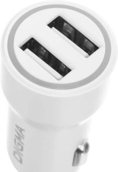 Автомобильное зар./устр. Digma DGC1С 12W 2.4A 2xUSB белый (DGC1C2LX22WH) - купить недорого с доставкой в интернет-магазине