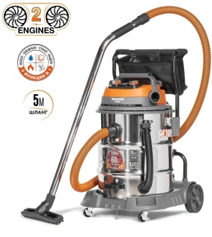 Строительный пылесос Daewoo DAVC 6030S 3200Вт (уборка: сухая/сбор воды/выдув) серебристый - купить недорого с доставкой в интернет-магазине