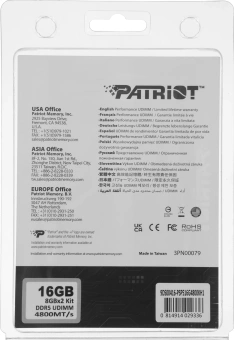 Память DDR5 2x8GB 4800MHz Patriot PSP516G4800KH1 Signature Premium RTL PC5-38400 CL40 DIMM 288-pin 1.1В kit single rank с радиатором Ret - купить недорого с доставкой в интернет-магазине