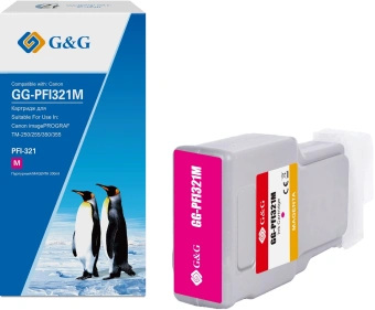 Картридж струйный G&G GG-PFI321M пурпурный (300мл) для Canon imagePROGRAF TM-250/255/350/355 - купить недорого с доставкой в интернет-магазине