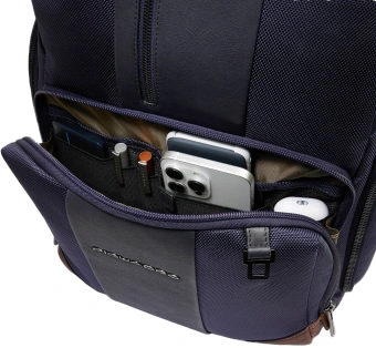 Рюкзак мужской Piquadro Brief2 CA4439BR2BM/BLUCU темно-синий/коричневый нейлон/натур.кожа - купить недорого с доставкой в интернет-магазине