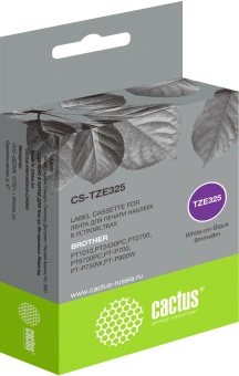 Картридж ленточный Cactus CS-TZE325 TZE-325 белый на черном 9x8 для Brother 1010/1280/1280VP/2700VP - купить недорого с доставкой в интернет-магазине