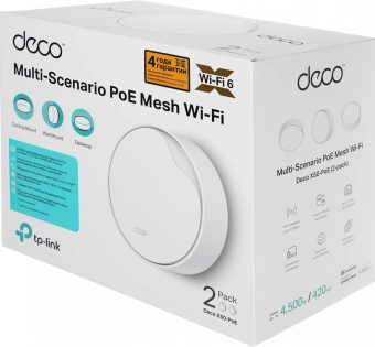 Бесшовный Mesh роутер TP-Link Deco X50-PoE (DECO X50-POE(2-PACK)) AX3000 1000/2500BASE-T белый (упак.:2шт) - купить недорого с доставкой в интернет-магазине