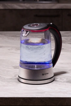 Чайник электрический Vitek VT-7009 1.7л. 2200Вт прозрачный корпус: стекло - купить недорого с доставкой в интернет-магазине