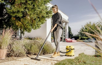 Строительный пылесос Karcher WD 2 Plus V-12/4/18 1000Вт (уборка: сухая/сбор воды) желтый - купить недорого с доставкой в интернет-магазине