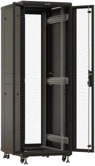 Шкаф серверный Hyperline (TTBR-3761-DD-RAL9004) напольный 37U 600x1000мм пер.дв.перфор.2ств. задн.дв.перфор.2-хст. направл.под закл.гайки 1000кг черный 910мм 1833мм IP20 сталь - купить недорого с доставкой в интернет-магазине