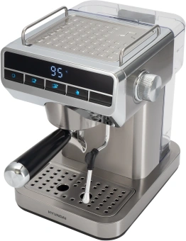 Кофеварка рожковая Hyundai HEM-4309 1350Вт серебристый/черный - купить недорого с доставкой в интернет-магазине