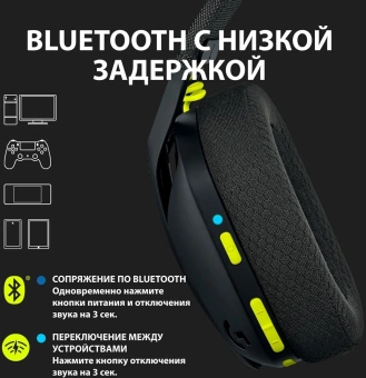 Наушники с микрофоном Logitech G435 черный/желтый накладные BT/Radio оголовье (981-001053) - купить недорого с доставкой в интернет-магазине
