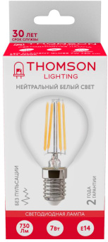 Лампа филам. Thomson Filament TH-B2084 7Вт цок.:E14 шар 220B св.свеч.бел.нейт. Globe (упак.:1шт) - купить недорого с доставкой в интернет-магазине