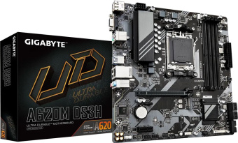 Материнская плата Gigabyte A620M DS3H SocketAM5 AMD A620 4xDDR5 mATX AC`97 8ch(7.1) GbLAN RAID+VGA+HDMI+DP - купить недорого с доставкой в интернет-магазине