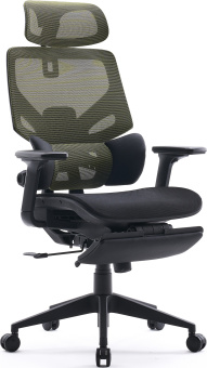Кресло Cactus CS-CHR-MC01-LGNBK салатовый сиденье черный сетка/ткань с подголов. крестов. пластик подст.для ног - купить недорого с доставкой в интернет-магазине