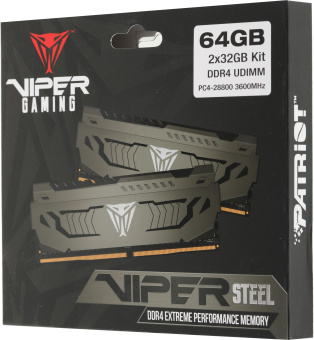 Память DDR4 2x32Gb 3600MHz Patriot PVS464G360C8K Viper Steel RTL Gaming PC4-28800 CL18 DIMM 288-pin 1.35В dual rank с радиатором Ret - купить недорого с доставкой в интернет-магазине