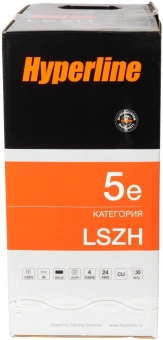 Кабель информационный Hyperline UUTP4-C5E-S24-IN-LSZH-GY-305 кат.5E UTP 4 пары 24AWG LSZH внутренний 305м серый - купить недорого с доставкой в интернет-магазине