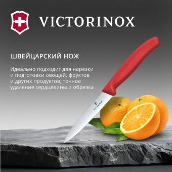 Нож кухонный Victorinox Swiss Classic 6.7701.C1 для овощей лезв.100мм прямая заточка красный - купить недорого с доставкой в интернет-магазине