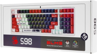 Клавиатура A4Tech S98 Sports механическая синий/белый USB for gamer LED (S98 SPORTS NAVY BLMS RED PLUS) кабель 1.8м - купить недорого с доставкой в интернет-магазине