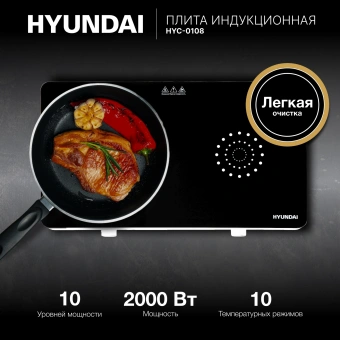 Плита Индукционная Hyundai HYC-0108 белый стеклокерамика (настольная) - купить недорого с доставкой в интернет-магазине