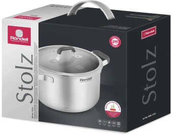 Кастрюля Rondell Stolz RDS-1753 3.2л. d=20см (с крышкой) стальной - купить недорого с доставкой в интернет-магазине