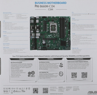 Материнская плата Asus PRO B660M-C D4-CSM Soc-1700 Intel B660 4xDDR4 mATX AC`97 8ch(7.1) GbLAN RAID+VGA+HDMI+DP - купить недорого с доставкой в интернет-магазине