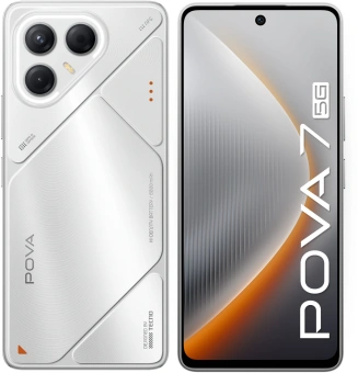 Смартфон Tecno Pova 7 5G 128Gb 8Gb серебристый моноблок 3G 4G 2Sim 6.78" 1080x2460 Android 15 50Mpix 802.11 a/b/g/n/ac/ax NFC GPS GSM900/1800 Protect microSD max1024Gb - купить недорого с доставкой в интернет-магазине