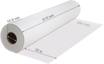 Холст Cactus CS-GC260-61030 24"(A1) 610мм-30м/260г/м2/белый глянцевое синтетика для струйной печати втулка:50.8мм (2") - купить недорого с доставкой в интернет-магазине