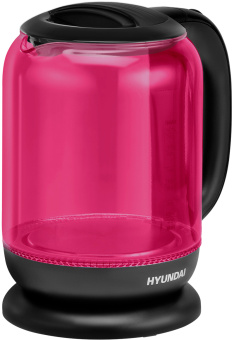 Чайник электрический Hyundai HYK-G4808 1.7л. 2200Вт малиновый/черный корпус: стекло - купить недорого с доставкой в интернет-магазине
