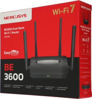 Роутер беспроводной Mercusys MR25BE BE3600 10/100/1000BASE-TX черный - купить недорого с доставкой в интернет-магазине